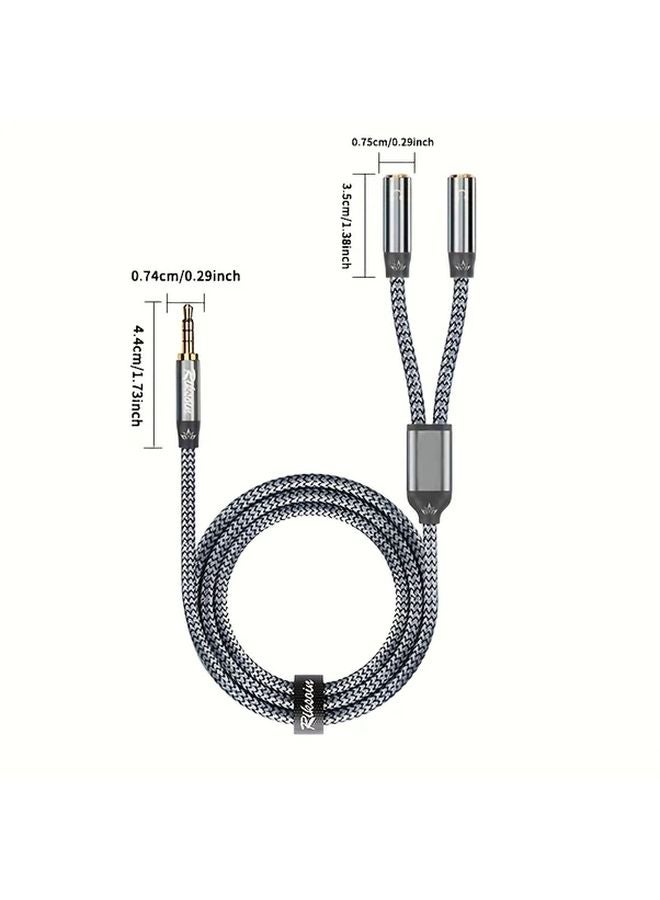 RIKSOIN 3 5mm TRRS Y Splitter Audio Cable 0 8m Male to Dual Female Adapter for Headphones Speakers Phone PC Laptop Tablet - Image 2